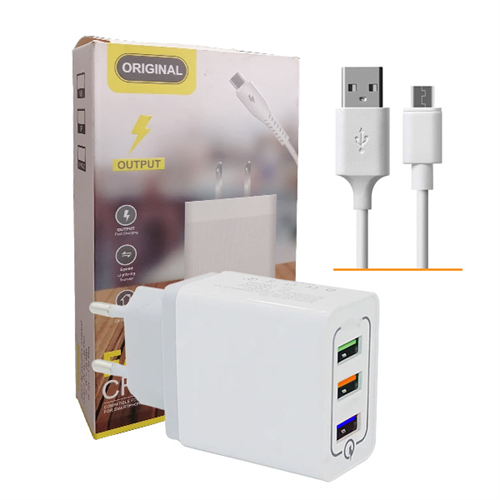 Original Fast charger 3 Port with micro usb cable