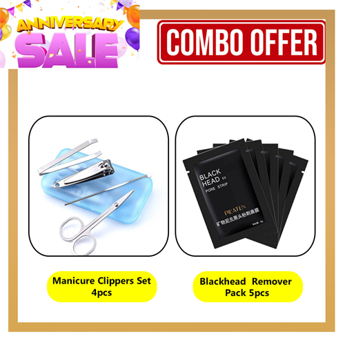 Combo Offer No-0082 (Manicure Clippers Set 4pcs + Blackhead Remover Pack 5pcs)
