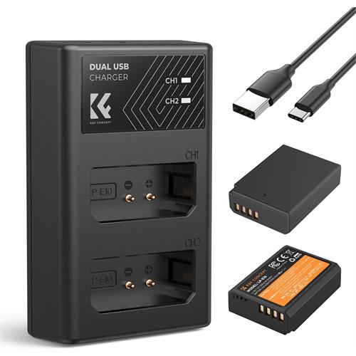 K&F Concept LP-E10 Battery and Charger Set with Dual Slot Charger - KF28.0028