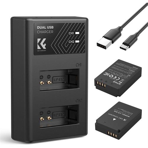 K&F Concept LP-E12 Battery and Charger Set with Dual Slot Charger - KF28.0029