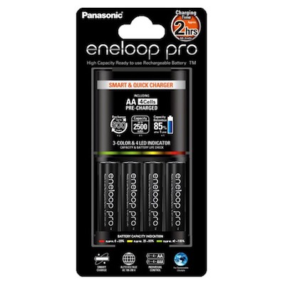 Panasonic eneloop Pro Rechargeable AA Ni-MH Batteries with Charger