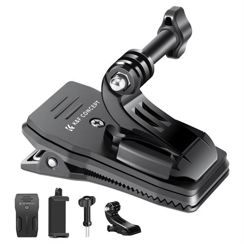 K&F Concept 360 Rotation Backpack Strap Quick Clip Mount for Gopro Hero, DJI Osmo Action 5 Pro/4/3 and Other Action Camera