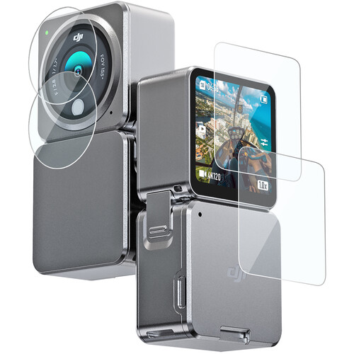 TELESIN Power Combo Tempered Film for DJI Action 2 (x 2 Lens Film + x 2 Screen Film)