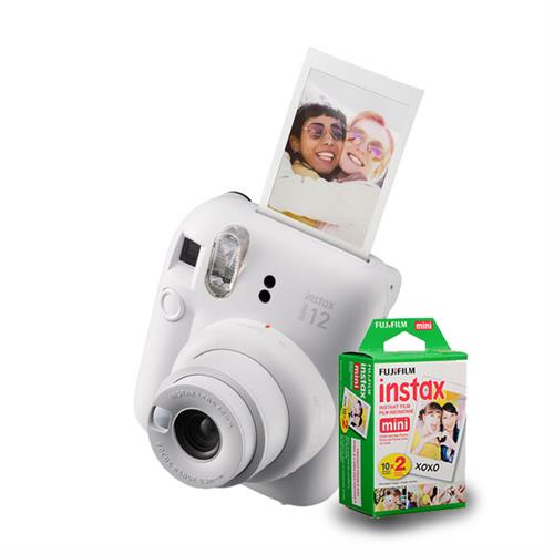 FUJIFILM INSTAX MINI 12 Instant Film Camera (Clay White) with Instant Film Pack