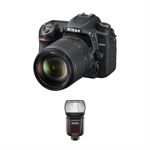 Nikon D7500 DSLR Camera with 18-140mm Lens and Godox TT685N II Flash
