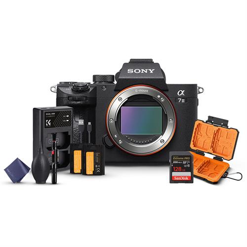 Sony Alpha a7 III Mirrorless Digital Camera with K&F Sony NP-FZ100 battery charger kit , 3 in 1 Camera Cleaning Kit, 128GB Extreme PRO Memory Card & K&F memory card case