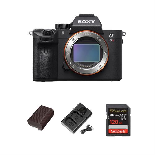 Sony Alpha a7R III Mirrorless Digital Camera with SanDisk 128GB Extreme PRO Memory Card, AXG NP-FZ100 Dual Battery Charger & Battery