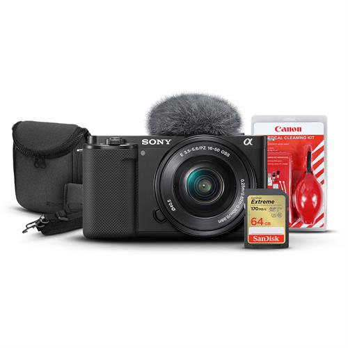 Sony ZV-E10 Mirrorless Camera & 16-50mm Lens With 64GB Extreme Memory Card, 7 in 1 Cleaning kit & BBF Carry Case