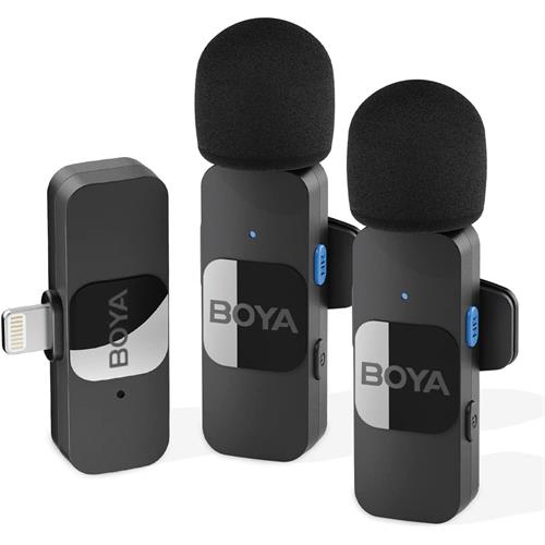 BOYA BY-V2 Wireless Microphone for iPhone,2.4GHz Plug Play Mnini Clip-on Mic for iPhone