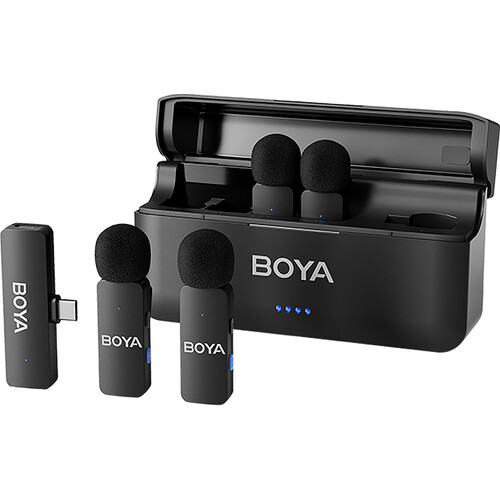 BOYA BY-V4U Ultracompact 4-Person Wireless Microphone System with USB-C Connector for Mobile Devices (2.4 GHz)