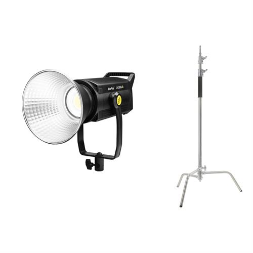 NiceFoto LV-2000A 200W Bi-color COB LED Video Light with Tianmei TP03-C100 C Stand
