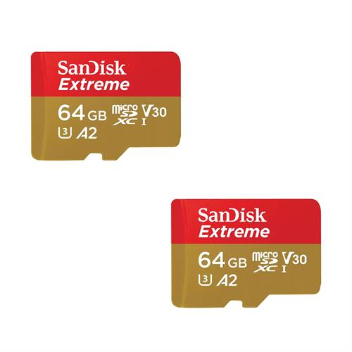 2x SanDisk 64GB Extreme UHS-I microSDXC Memory Card (170MB/s)