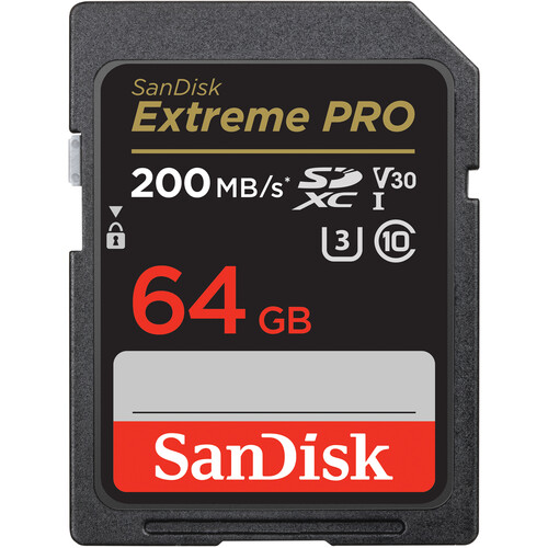 SanDisk 64GB Extreme PRO UHS-I SDXC 200 MB/s Memory Card