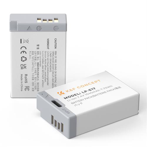 K&F Concept 2-Pack LP-E17 Battery with USB C Fast Charging for Canon