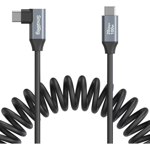 SmallRig USB-C Straight-to-Right Angled Coiled Data Cable (13.8