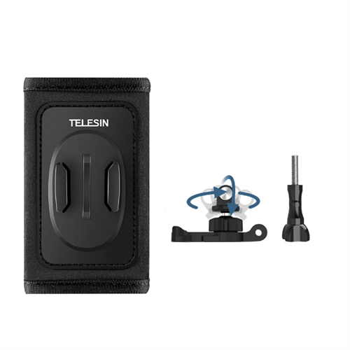 TELESIN 360 Rotate Backpack Mount Quick Release Adjustable Buckle Double J-hook