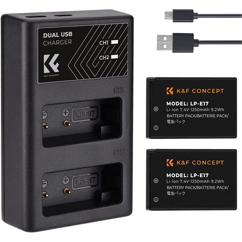 K&F Canon LP-E17 battery 2 pcs dual slot battery charger kit - KF28.0014