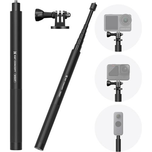 K&F Concept 60 inch Invisible Selfie Stick compatible with Insta360 Sports Camera, GoPro, DJI Action - KF09.132