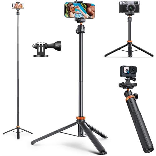 K&F MS04 1.58m Tripod Phone Selfie Stick With Bluetooth Remote Control, Gopro Adapter - KF09.127