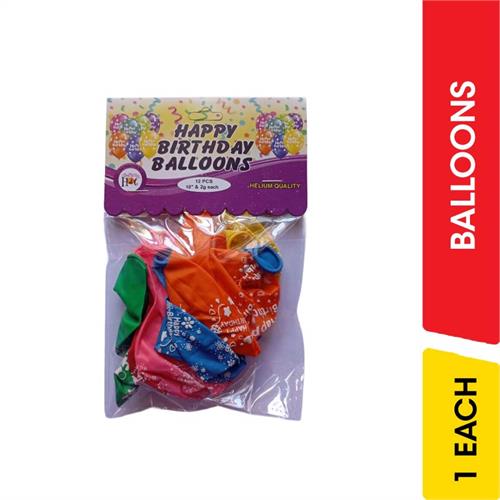 Happy Birthday Balloons Assorted 12pcs - 1.00 each