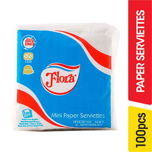 Flora Paper Serviettes 1Ply - 100.00 pcs