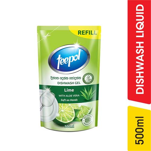 Teepol Dish Wash Lime, Refill Pack - 500.00 ml