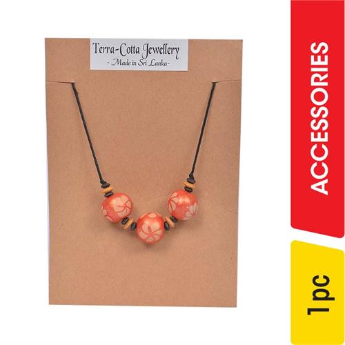 Terra-Cotta Three Beads Necklace - 1.00 pc