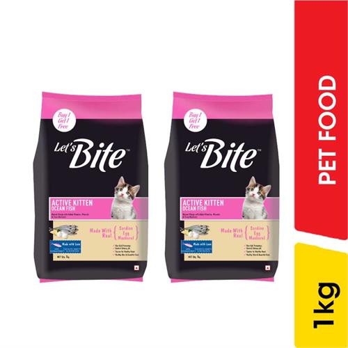 Let`s Bite Active Kitten Ocean Fish Buy one Get One Free - 1.00 kg