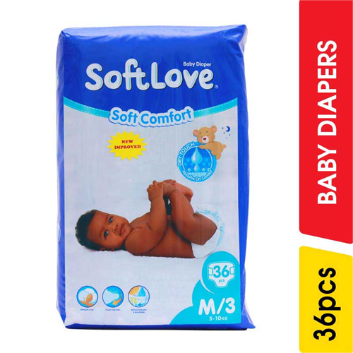 Softlove Baby Diapers, M - 36.00 pcs