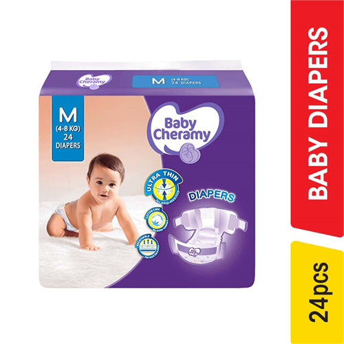 Baby Cheramy Diapers,M - 24.00 pcs