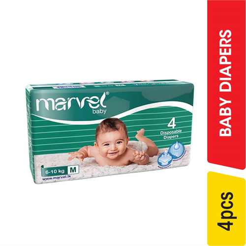 Marvel Baby Diapers, Medium - 4.00 pcs