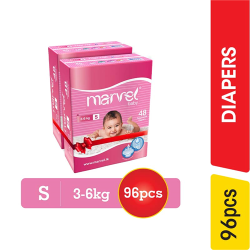 Marvel Baby Diapers, Small - 96.00 pcs