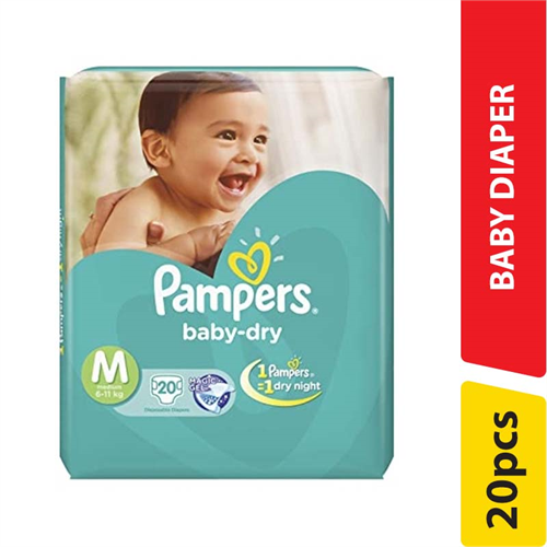 Pampers Baby Diaper ,M - 20.00 pcs