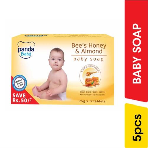 Panda Baby soap Bees Honey and Almond Multipack , 75g - 5.00 pcs