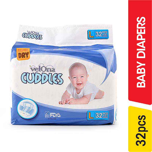 Velona Cuddles Baby Diapers,L - 32.00 pcs