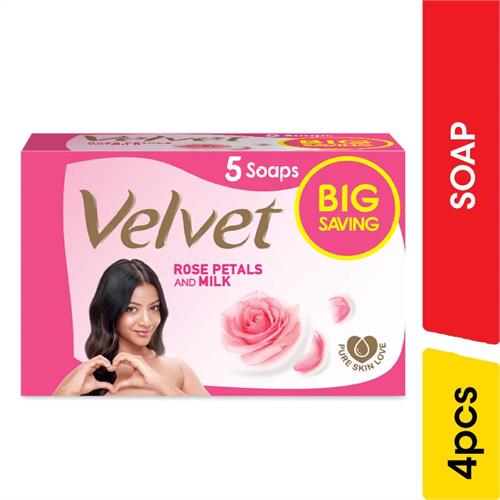 Velvet Soap Rose Petals and Milk Multi Pack,350g - 5.00 pcs