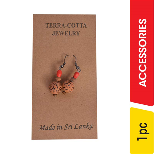 Terra-Cotta Earrings With Beads - 1.00 pc