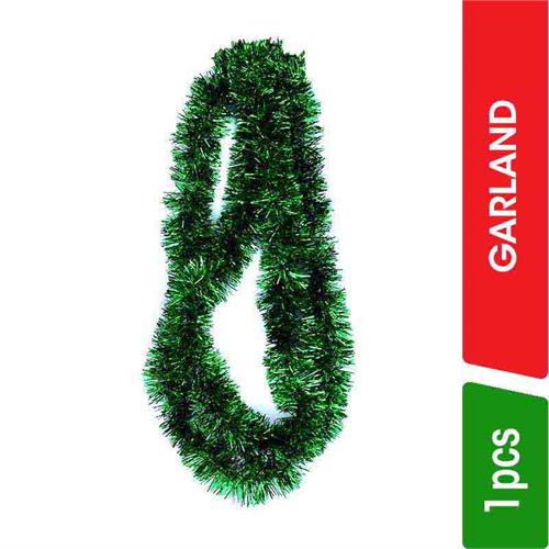 Christmas Tinsel Garland - Metallic Green - 1.00 pc