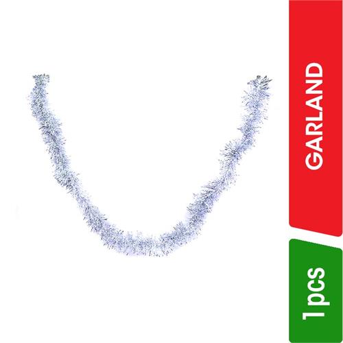 Christmas Tinsel Garland - Metallic Silver - 1.00 pc