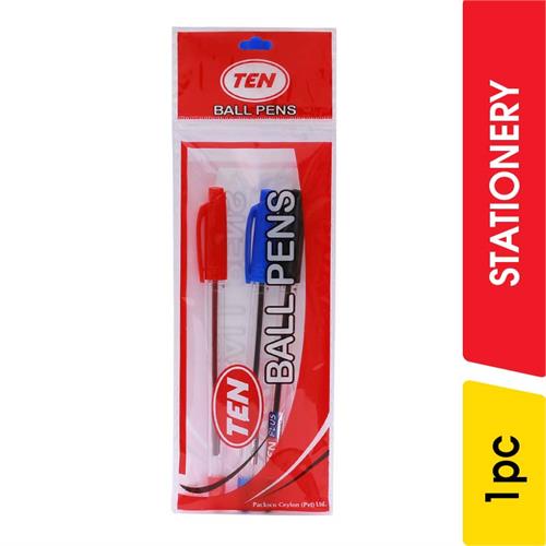 Rotomac Ballpoint Pen - Blue, Black, Red (Pack of 3) - 1.00 pc