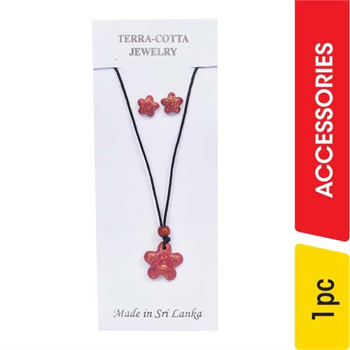 Terra-Cotta Small Pendant And Earrings - 1.00 pc