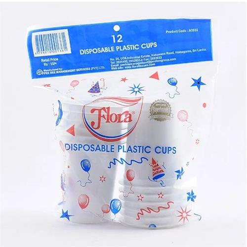 Flora Disposable Plastic Cups 12 Nos.