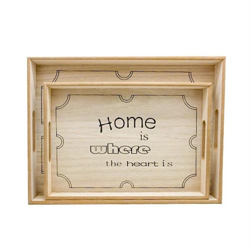 Wooden Serving Tray with Handle (2PCs)