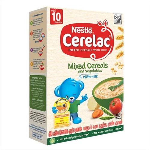 Nestle CERELAC Infant Cereal with Milk Mixed Cereals & vegetables with Milk from 10 months, 250g Bag in Box Pack