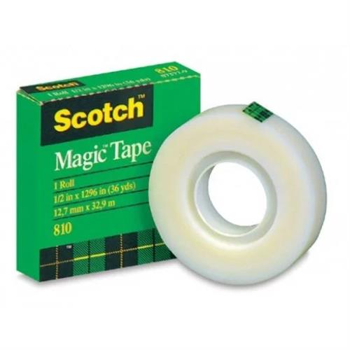 Scotch Magic Tape 810, 1/2 in x 36 yds Roll