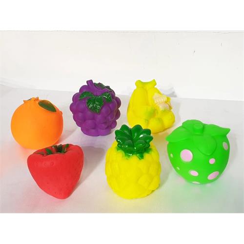 6pcs Fruit Squeeze Bathing Rubber Toys