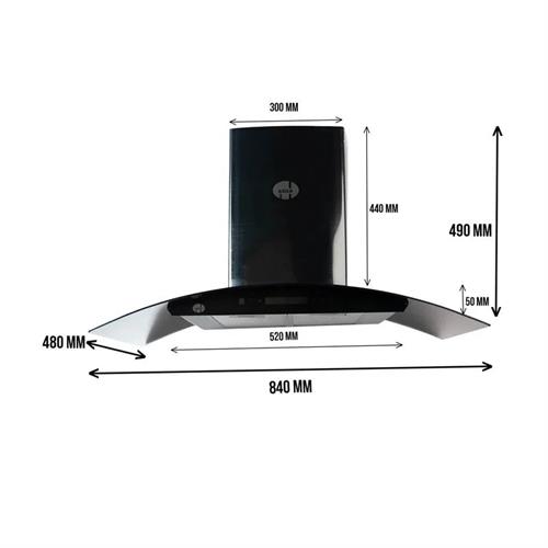 Asian Black Glass Touch Range Cooker Hood YOH-3-90