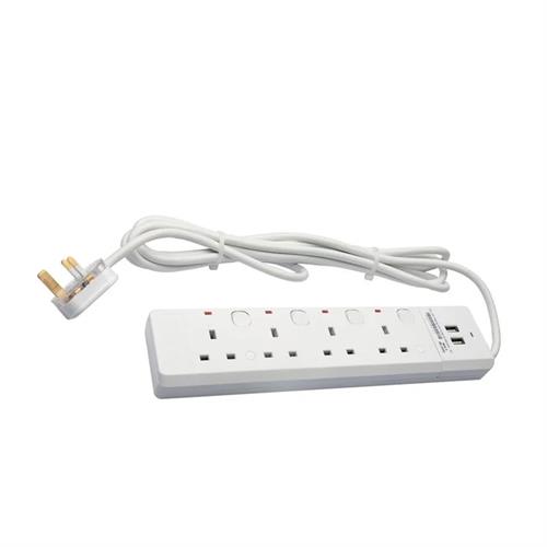 Kevilton 13A 4 Way Trailing Socket With USB 10M