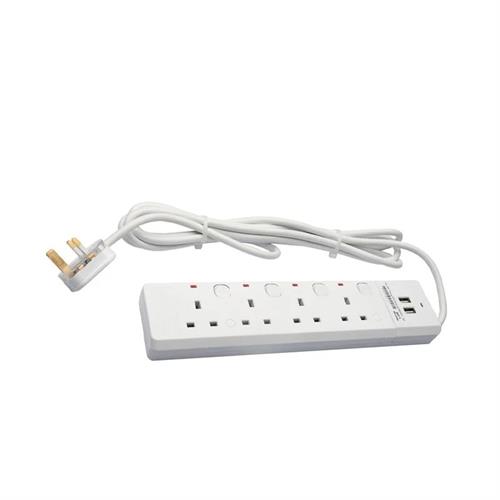 Kevilton 13A 4 Way Trailing Socket With USB 3M