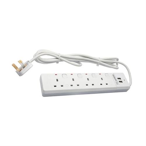 Kevilton 13A 4 Way Trailing Socket With USB 5M